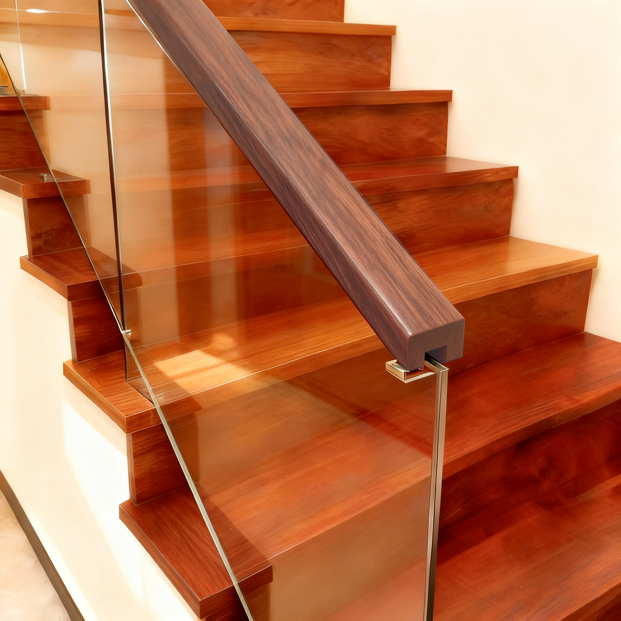 ราวบันไดไม้จริง (หุ้มพีวีซี)-สีดาร์ควอลนัท 1 3/7' x 1 3/7'