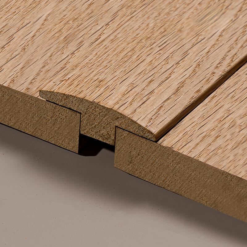ไม้โอ๊คขาวทั้งท่อน T-Moulding (ยังไม่เสร็จทำสี) - ไม้โอ๊คสีธรรมชาติ 9/32'x1 31/32'
